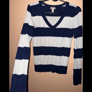 Womans's V-Neck Sweater In Navy Blue